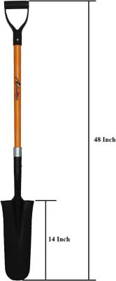 Image showing  Drain Spade Shovel (2 Pack) Long Handle Spade with D Handle Grip Durable Handle with a Metal Blade Multi-Purpose.