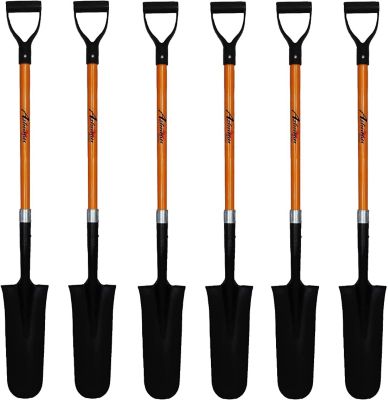 Ashman Drain Spade Shovel (6 Pack) Long Handle Spade with D Handle Grip Durable Handle with a Metal Blade Multi-Purpose