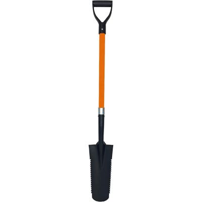 Ashman Drain Spade Teeth Shovel, Long Handle Spade with D Handle Grip, Durable Handle with a Thick Metal Blade