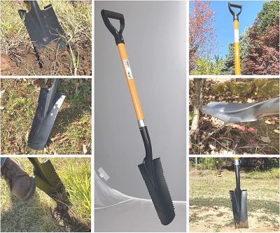 Image showing  Drain Spade Teeth Shovel (1 Pack) Long Handle Spade with D Handle Grip Durable Handle with a Thick Metal Blade