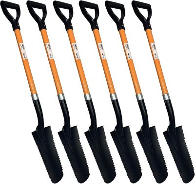 Ashman Drain Spade Teeth Shovel (6 Pack) Long Handle Spade with D Handle Grip Durable Handle with a Thick Metal Blade.
