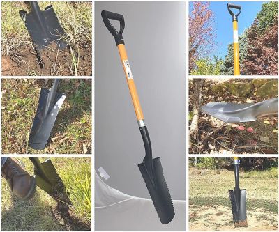 Image showing  Drain Spade Teeth Shovel (6 Pack) Long Handle Spade with D Handle Grip Durable Handle with a Thick Metal Blade