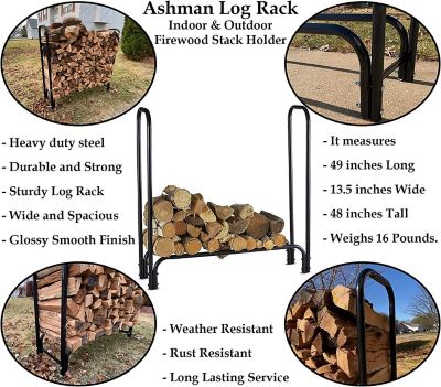 Image showing  Indoor/Outdoor Firewood Log Rack, 16 lb., 48 in. x 13.5 in.