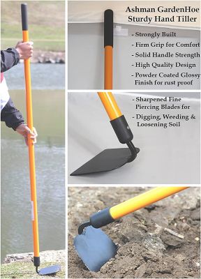 Image showing 6 th Ashman Garden Hoe, Sturdy Hand Tiller Heavy-Duty Blade for Digging, Loosening Soil