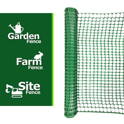 Image showing  200 ft. x 4 ft. Plastic Mesh Fence, Construction Barrier Netting, Garden Fencing, Fences Wrap, Green, 1 Roll