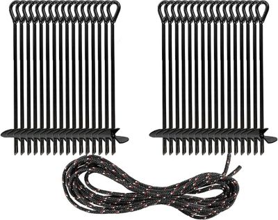 Ashman Black Ground Anchor (32 Pack) 15 in. in Length and 10MM Thick in Diameter with 100 ft. of Rope