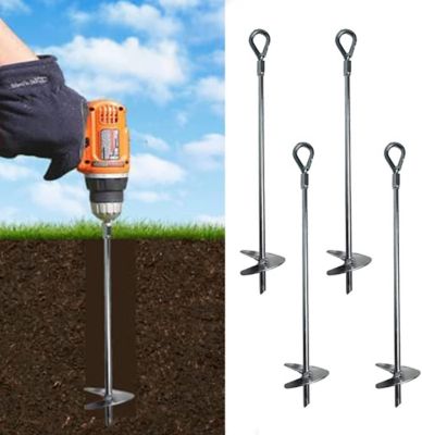 Ashman 18 in. Galvanized Ground Anchors, 2/5 in. Diameter, Ideal for Securing Tents, Canopies, 4-Pack