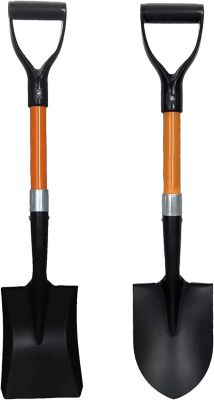 Ashman Assorted 2 Mini Round and Square Shovels (2 Pcs) D-Cup Sturdy Build and Easy to use.