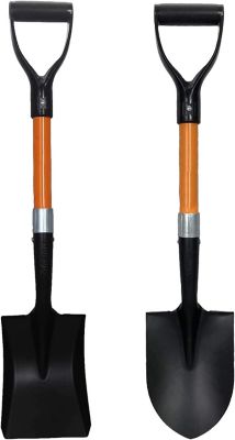 Ashman Assorted 2 Mini Round and Square Shovels (2 Pcs) D-Cup Sturdy Build and Easy to use