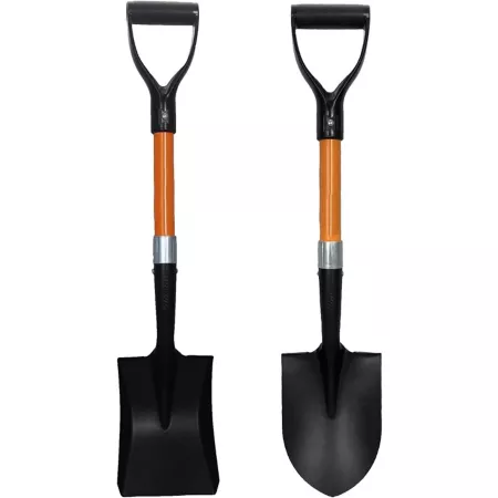 Ashman Assortment of 2 Round and Square Mini Shovels D-Cut Heavy-Duty Construction Easy to Use 2-Piece Shovels & Digging Tools