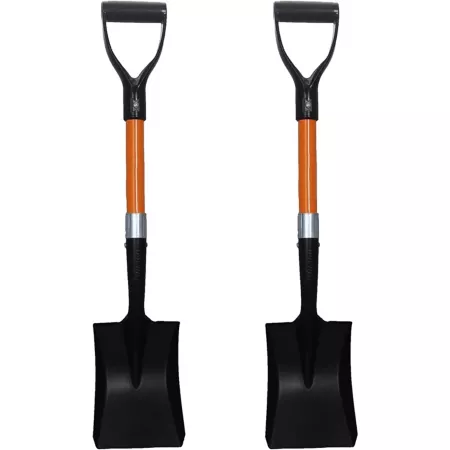 Ashman Mini Square Shovel (2 Pack) with D-Cup Square Handle Shovel Heavy Duty Construction and Material Shovels & Digging Tools