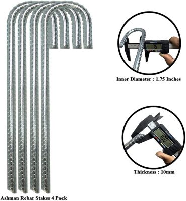Image showing  12 in. Rust-Resistant Rebar Stake Anchor for Tents, Trampolines and More, 4-Pack