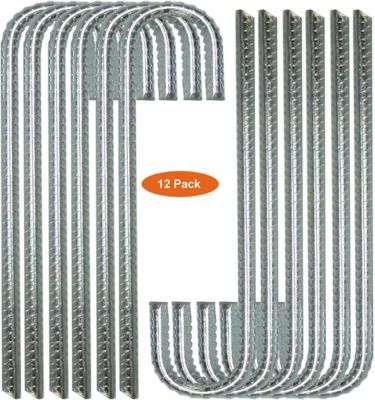 12 Inch Heavy Duty Rebar Stakes J Hook , 6 Pack Galvanized Steel