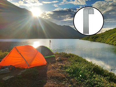 Image showing 6 th Ashman 12 in. Rust-Resistant Rebar Stake Anchors for Tents, Trampolines and More, 8-Pack