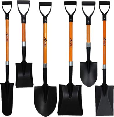 Ashman Assorted 6 Shovels 4 Round Shovel, Square Shovel, Spade Shovel, Drain Spade Shovel, Mini Round and Square Shovel.