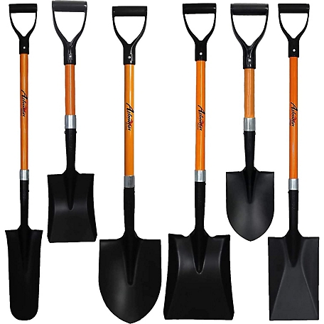 Ashman Assorted 6 Shovels 4 Round Shovel, Square Shovel, Spade Shovel, Drain Spade Shovel, Mini Round and Square Shovel