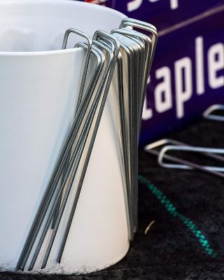 Image showing  6 in. 11-Gauge Galvanized Sod Staples Garden Stakes, Rust Resistant for Anchoring Landscaping Staples, 150 ct.