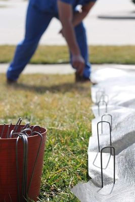 Image showing  6 in. 11-Gauge Galvanized Sod Staples Garden Stakes, Rust Resistant for Anchoring Landscaping Staples, 50 ct.