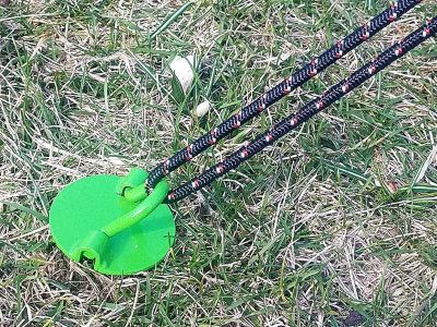 Image showing 5 th Ashman 16 in. Spiral Ground Anchor, Green, Ideal for Securing Animals, Tents, Canopies, Sheds, Swing Sets