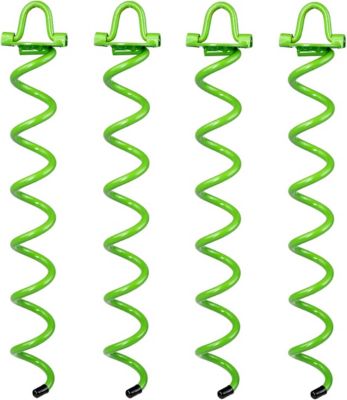 Ashman 16 in. Spiral Ground Anchor Green Color- Ideal for Securing Animals, Tents, Canopies, Sheds, Swing Sets (4 Pack)