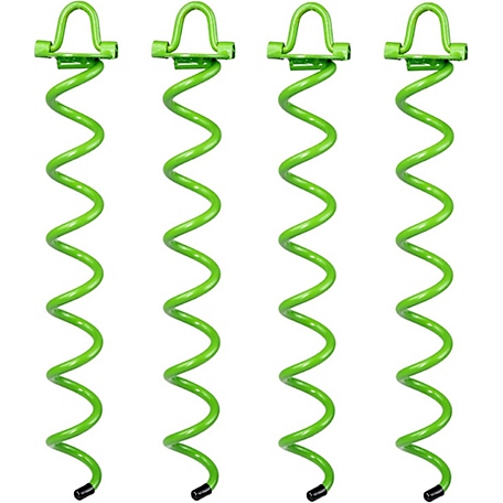 Ashman 16 in. Spiral Ground Anchor Green Color- Ideal for Securing Animals, Tents, Canopies, Sheds, Swing Sets (4 Pack)