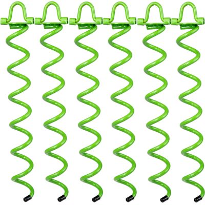 Ashman 16 in. Spiral Ground Anchor Green Color- Ideal for Securing Animals, Tents, Canopies, Sheds, Swing Sets (6 Pack)