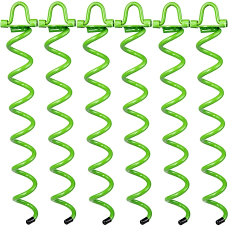 Ashman 16 in. Spiral Ground Anchor Green Color- Ideal for Securing Animals, Tents, Canopies, Sheds, Swing Sets (6 Pack)
