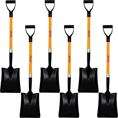 Ashman Square Shovel (6 Pack) D Handle Grip with Long Shaft with a Durable Handle, Multi Utility Shovel Heavy Duty Blade