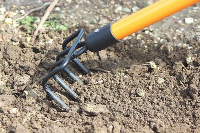 Image showing  4.5 in. 4-Tine Heavy-Duty Garden Cultivator with Rubber Grip Handle