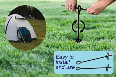 Image showing  40 in. Heavy-Duty Ground Anchor, 10 mm Diameter, Ideal for Securing Animals, Tents