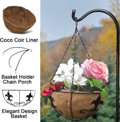 Image showing 2 th Ashman Plant Hanger Basket with Sword Design Hanging Flower Planter Basket, Ideal for Fences