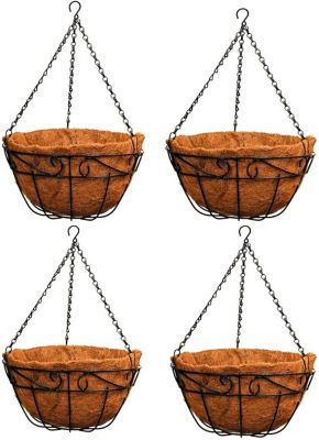 Ashman Planter Basket Metal Hanging with Coco Coir Liner, PLANTHANGBASKET