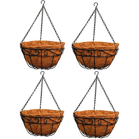 Ashman Planter Basket Metal Hanging with Coco Coir Liner, PLANTHANGBASKET