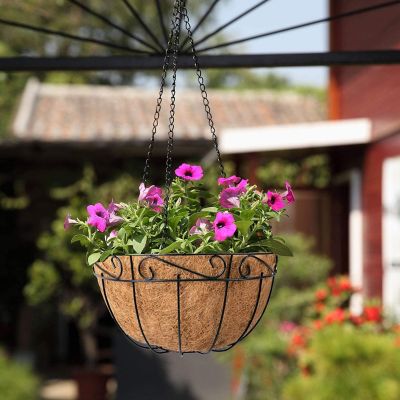 Image showing  Metal Hanging Planter Basket with Coco Coir Liner