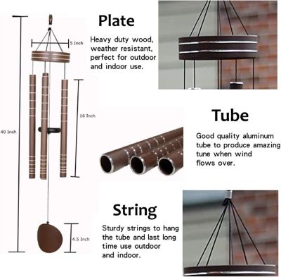 Image showing  Wind Chimes with 5 Brown Copper Vein Tubes, WCHIMEBLACK42-790
