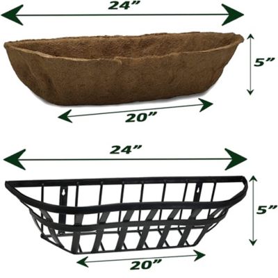 Image showing  Metal Garden Trough Deck Planter with Coco Liners