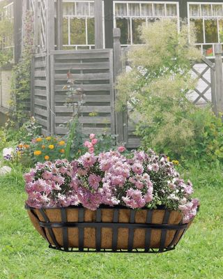 Image showing  Metal Garden Trough Deck Planter with Coco Liners