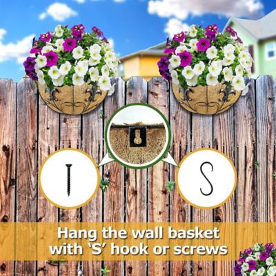 Image showing  16 in. Metal Hanging Planter Basket (2 Pack) with Coco Coir Garden Decoration Indoor Outdoor Hanging Baskets.