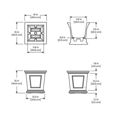 Image showing 6 th Mayne 4.5 gal. Plastic Fairfield Square Planter, 16 in.