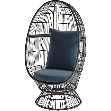 Hanover Ava Rattan Wicker Stationary Egg Chair, Gray