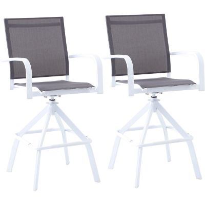 Hanover Naples Outdoor Bar-Height Swivel Dining Chairs, White/Gray, Set of 2