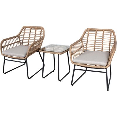 Hanover Piper 3 pc. Bistro Chat Set with 2 Hand-Woven Wicker Chairs ...
