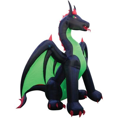 Haunted Hill Farm 11.8-Ft. Inflatable Pre-Lit Dragon with White Lights, HIDRAGON0121-L