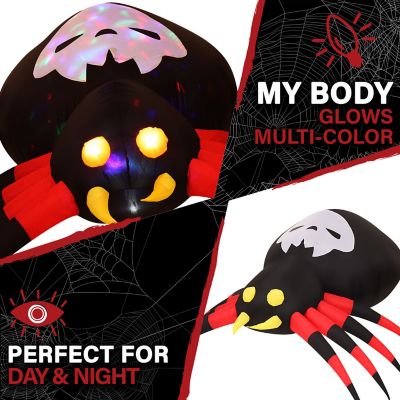 Image showing  5.9 ft. Wide Inflatable Black & Red Spider with Multi-Color Disco Lights