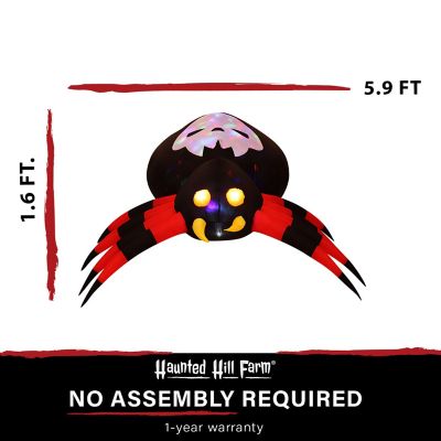 Image showing  5.9 ft. Wide Inflatable Black & Red Spider with Multi-Color Disco Lights