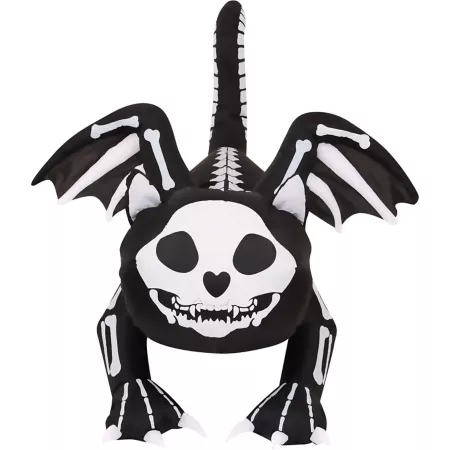 Haunted Hill Farm 5.9' Pre-Lit Inflatable Skeleton Cat Halloween Decoration Halloween Inflatables