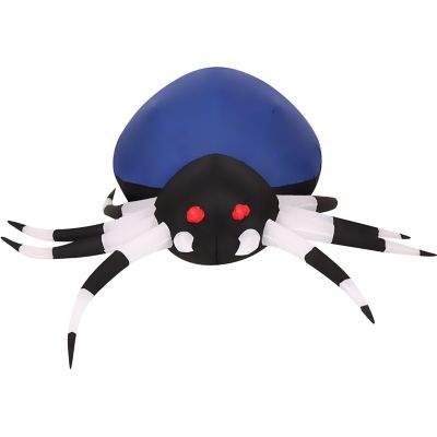 Haunted Hill Farm 5.9-Ft. Wide Inflatable Blue Spider with Multi-Color Disco Lights, HISPIDER062-L