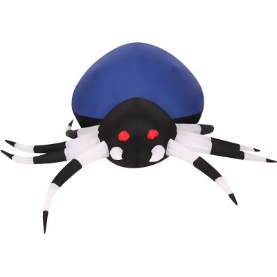 Haunted Hill Farm 5.9 ft. Wide Inflatable Blue Spider with Multi-Color Disco Lights