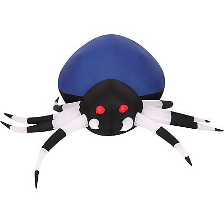 Haunted Hill Farm 5.9-Ft. Wide Inflatable Blue Spider with Multi-Color Disco Lights, HISPIDER062-L