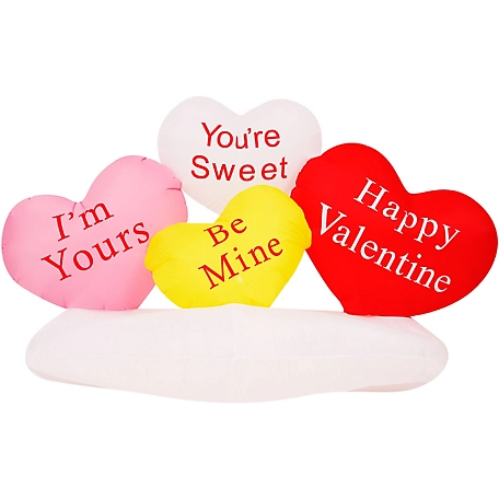 Fraser Hill Farm 6 ft. Light Up Valentine's Day Heart Shaped Candy Inflatable, FREDCNDYCNV052-L